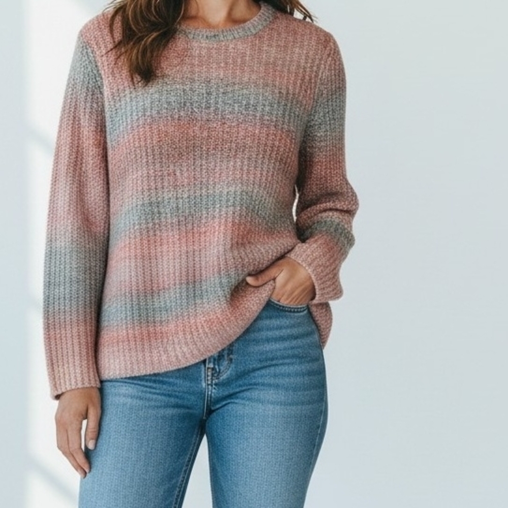 J. Jill Pink and Gray Striped Sweater